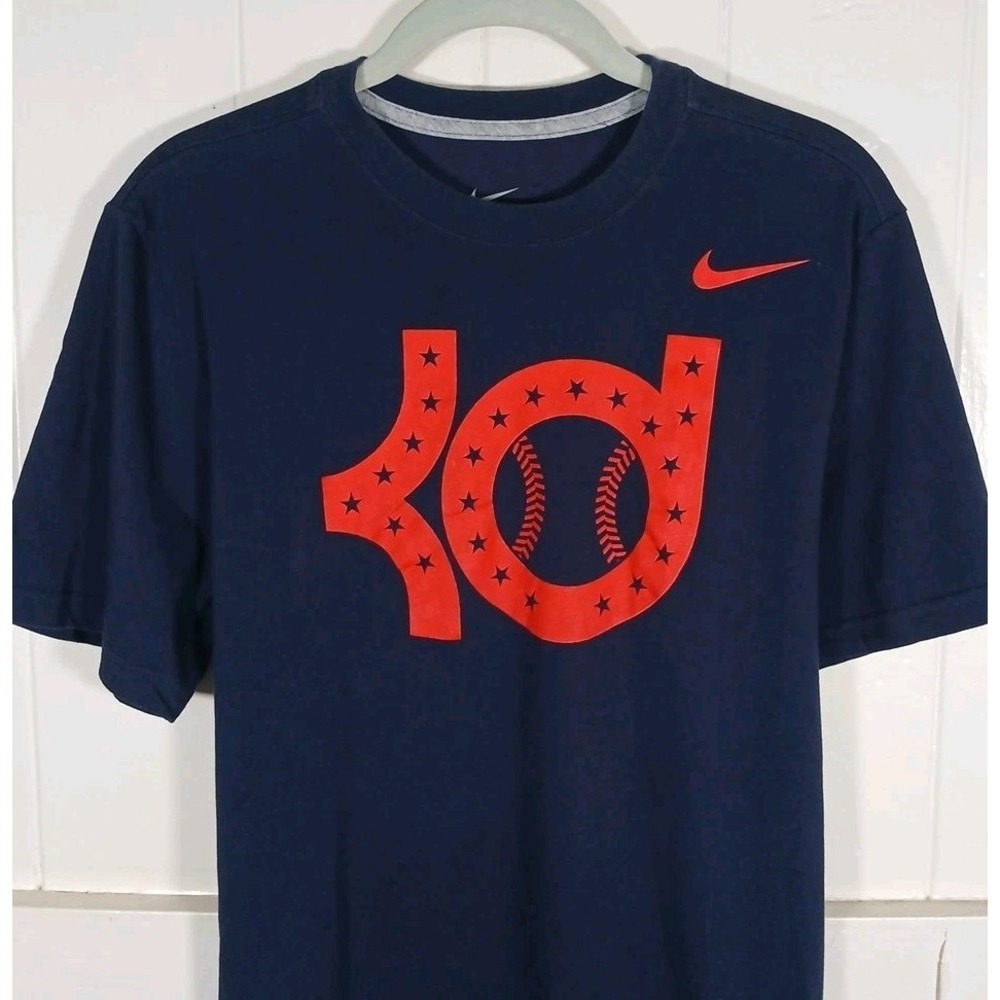 Nike Shirt KD Kevin Durant Graphic Logo Tee‎ Men's Small Navy Red Short Sleeve